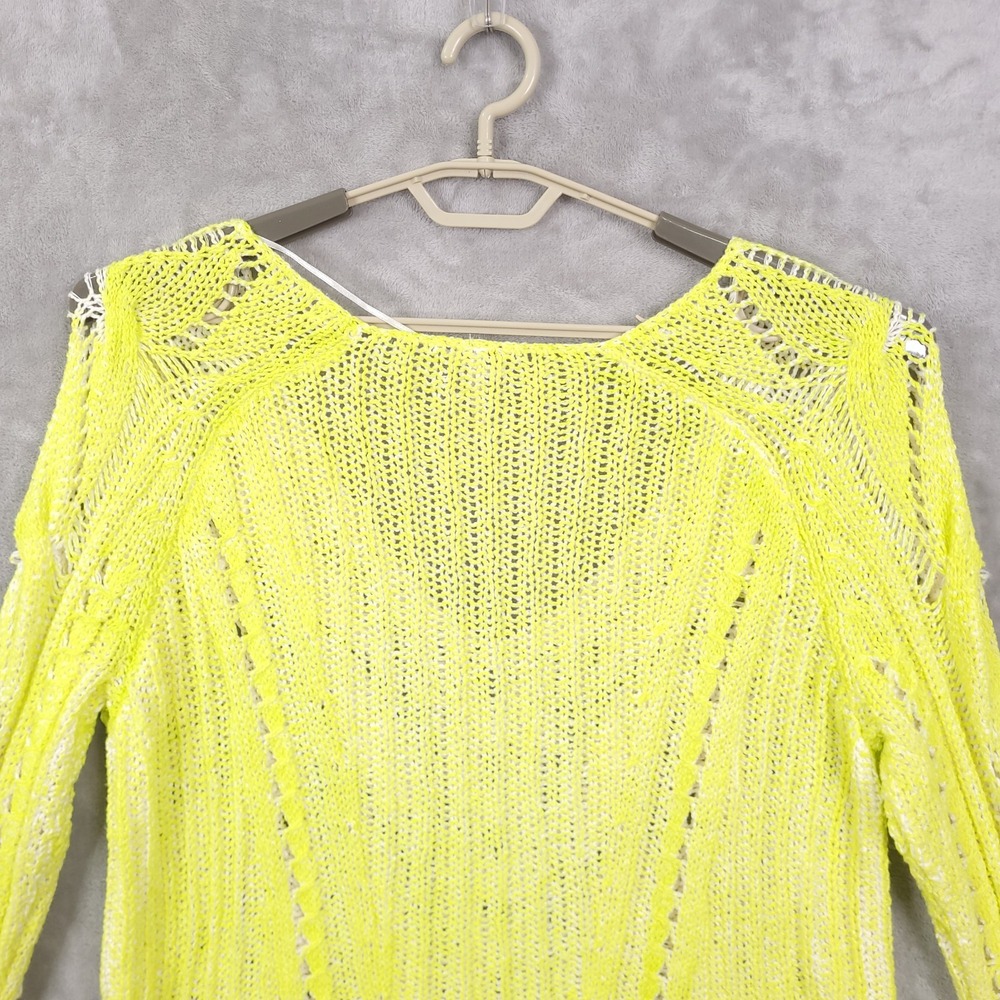 Free People Pullover Sweater Small Spray Highlighter Neon Cable Knit Boho Grunge - Picture 11 of 12